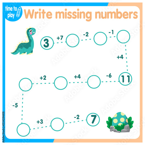 Activities for kids. Copy the path. Logical games for kids. Vector illustration. Square format book dinosaur	
