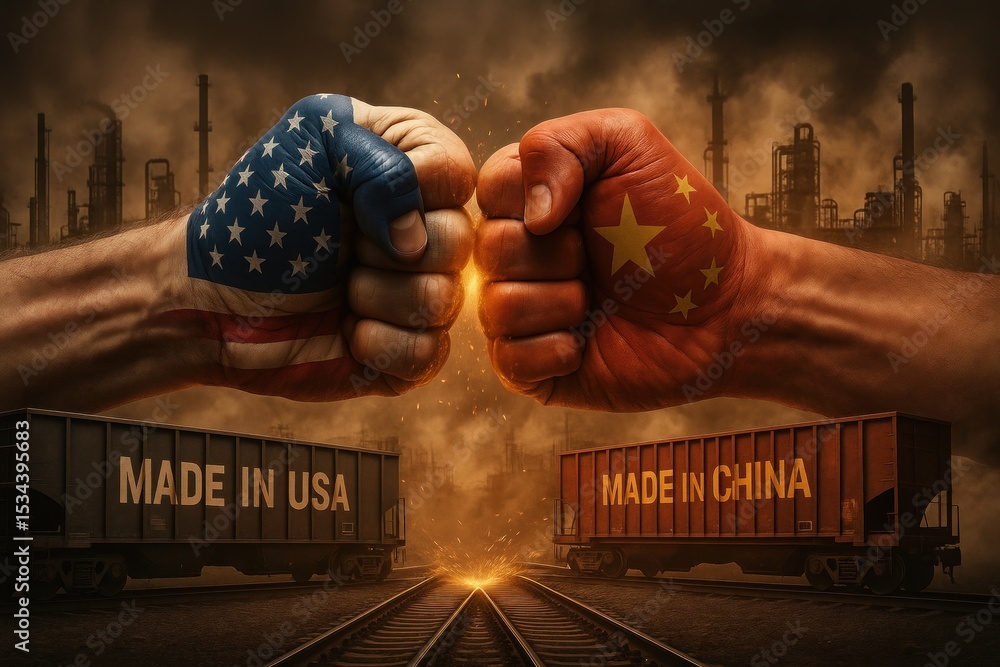 custom made wallpaper toronto digitalTension between US and China depicted through symbolism of trade and rivalry