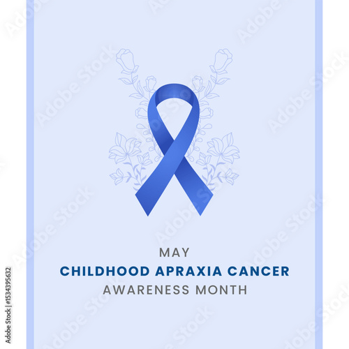 Royal blue with flower and white background awareness graphic for International Childhood Apraxia Awareness Month.