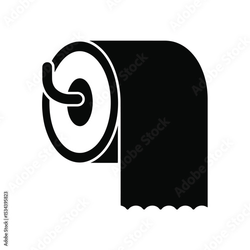 Toilet paper roll icon black silhouette