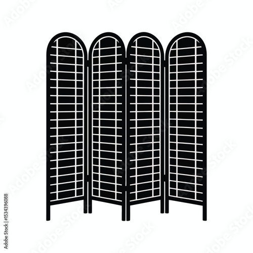 Three panel room divider screen black silhouette