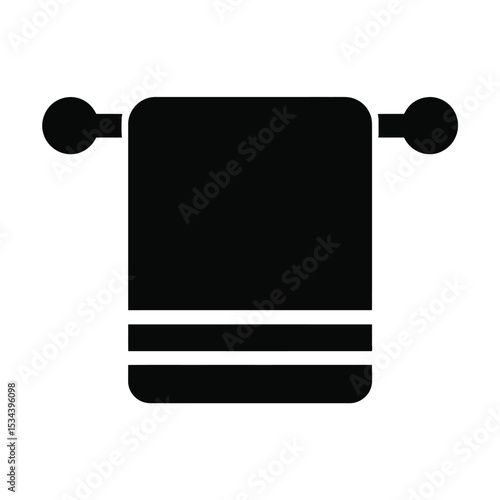 Black and white towel icon on holder
