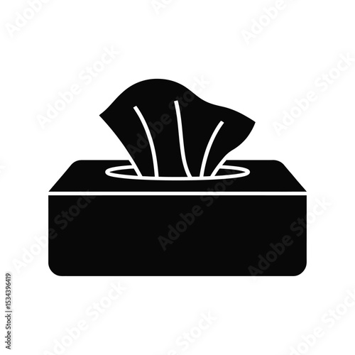 Simple black silhouette icon tissue box