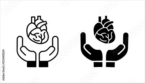 Organ donation linear icon set. Living, deceased body parts offer. Tissues transplantation. vector illustration on white background
