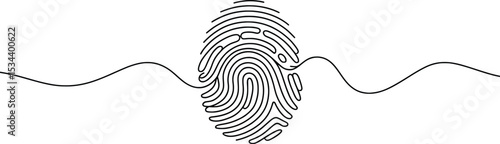Fingerprint Line Art Vrector Illustration, Minimal Identity Print Vector Design
