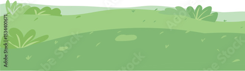 pastel green grass field, flat cartoon landscape vector for outdoor nature, background, park, or illustration design