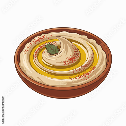Traditional Hummus Bowl with Olive Oil and Paprika