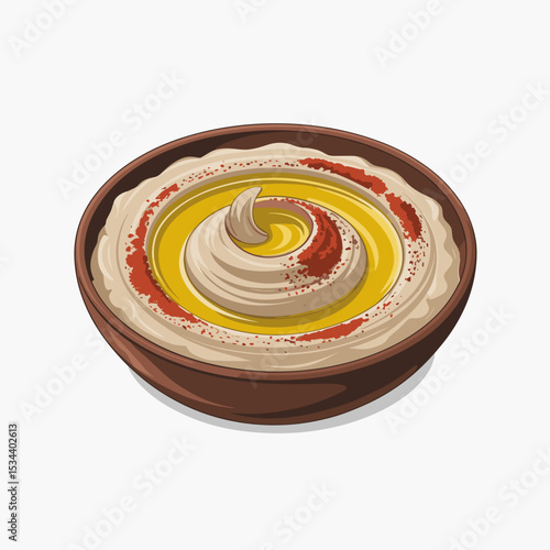 Traditional Hummus Bowl with Olive Oil and Paprika
