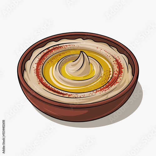Traditional Hummus Bowl with Olive Oil and Paprika
