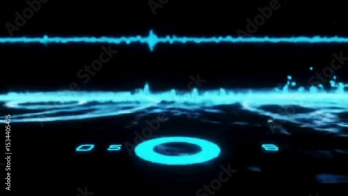 Abstract blue background with flowing light waves and digital space animation