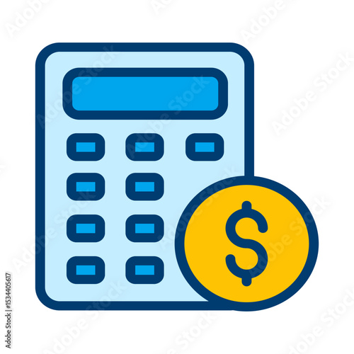 Calculator and dollar coin icon symbolizing financial management and accounting