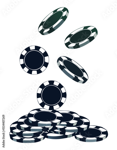 Falling Casino Chips Illustration – Gambling and Poker Game Concept Vector