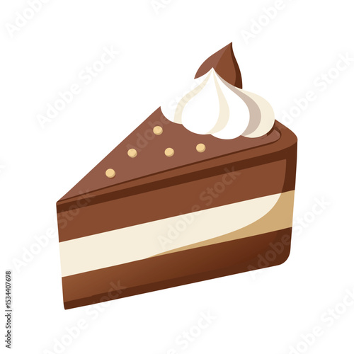 Delicious Chocolate Cake Slice with Creamy Topping and Chocolate Sprinkles Brown Beige Sweet Treat Dessert Food
