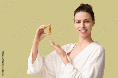 Beautiful young woman point...