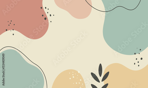 Organic pastel abstract illustration with botanical elements and free space for text, perfect for social media or promotions