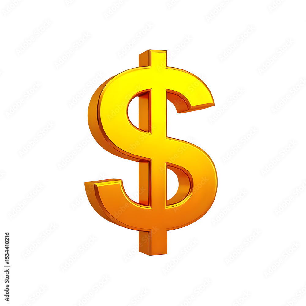 Golden American Dollar Sign on Transparent Background Rendering isolated Golden American Dollar Sign on Transparent Background Rendering isolated