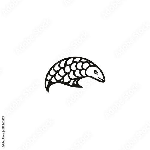 Pangolin Logo. Modern and Minimalist Design of a Rare and Protected Animal Symbol