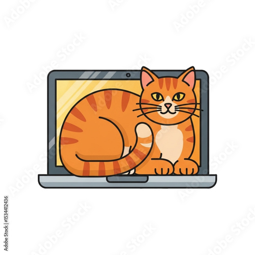 Cat lying on a laptop, symbolizing pet disturbance or warmth.