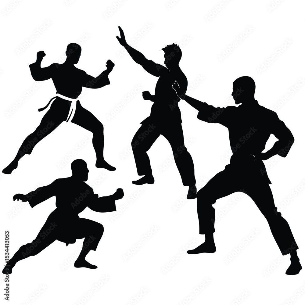 Fototapeta premium Martial Arts Silhouettes Powerful Poses for Design Inspiration