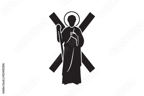saint andrew apostle silhouette vector art illustration on white background