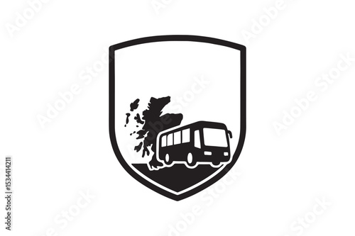 scotland tour badge silhouette vector art illustration on white background
