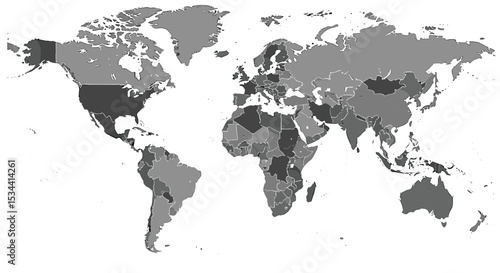 Political World Map Showing Different Countries And Their Borders For Geographical Studies