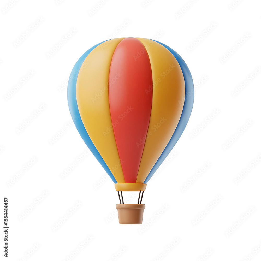 Fototapeta premium 3d hot air balloon isolated on transparent background. Png