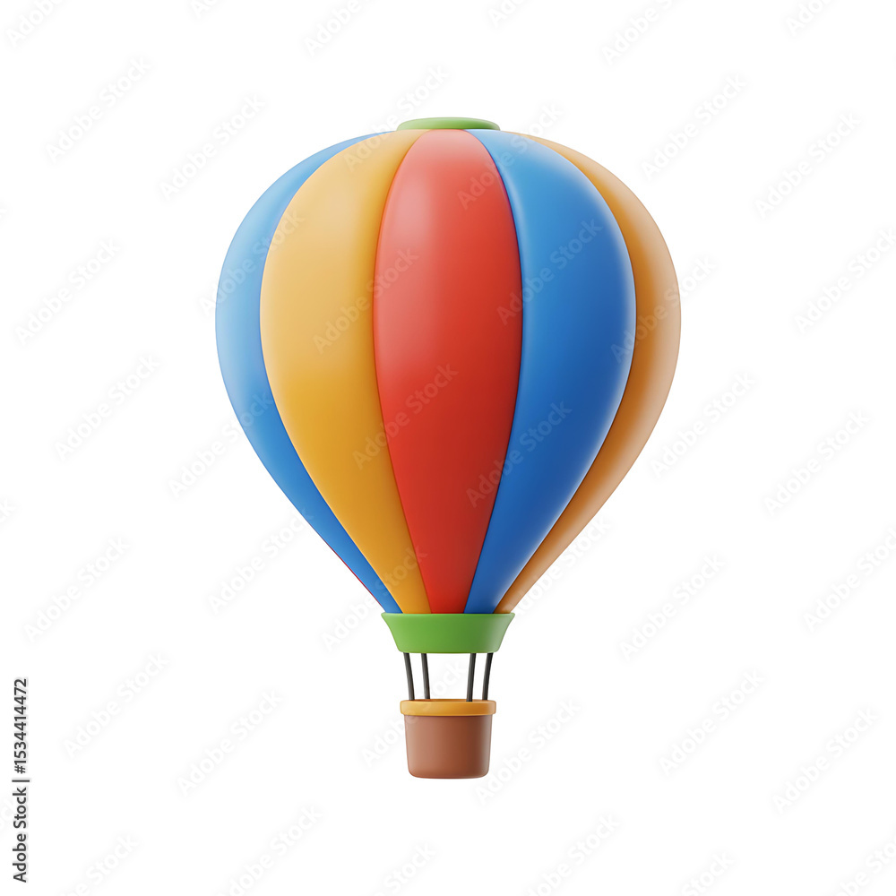 Fototapeta premium 3d hot air balloon isolated on transparent background. Png