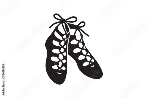 scottish dance shoes silhouette vector art illustration on white background