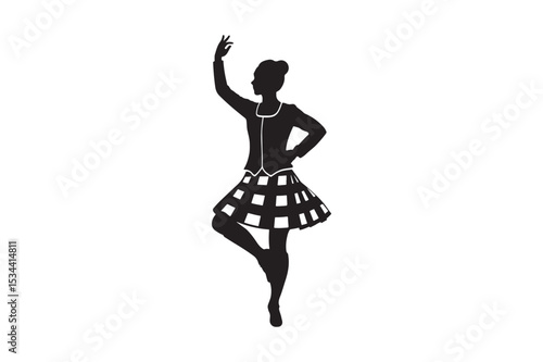 scottish dancer silhouette vector art illustration on white background