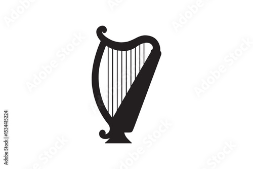 scottish harp silhouette vector art illustration on white background