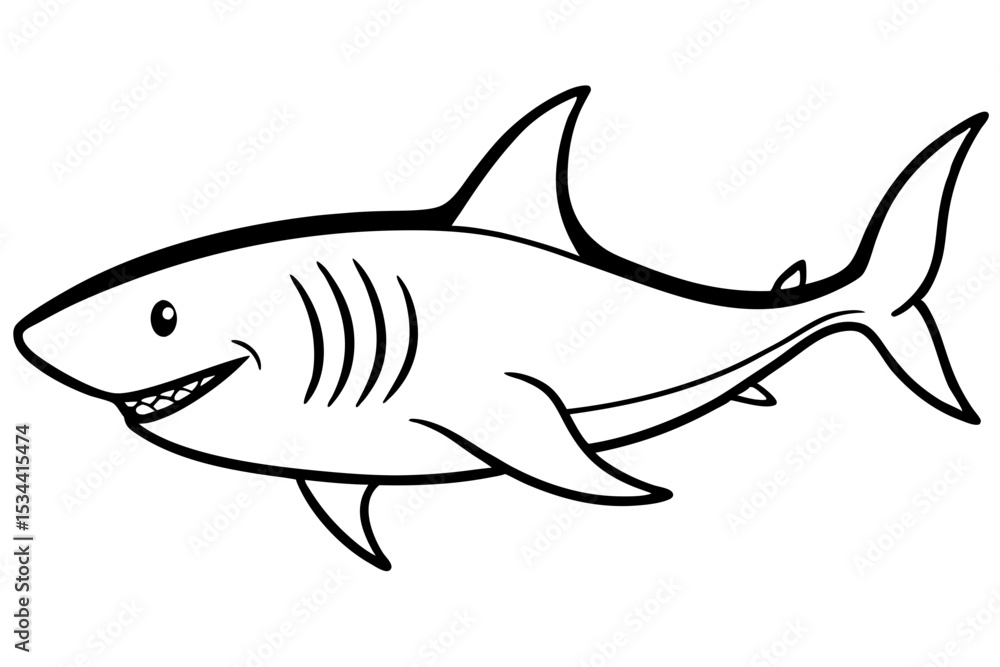 Fototapeta premium Shark Outline Illustration