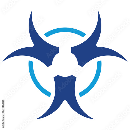 Biohazard Alert Dual Tone Color Fill Silhouette - Symbol representing biological hazards, used in healthcare or laboratory safety protocols
