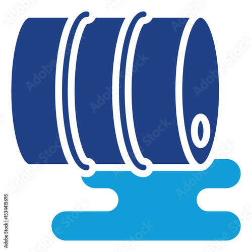 Chemical Spill Dual Tone Color Fill Silhouette - Leaking barrel symbolizing hazardous material spill and the need for safety containment