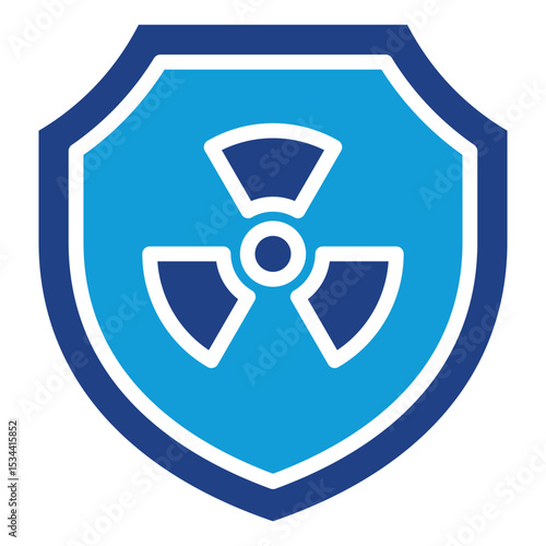 Radiation Protection Dual Tone Color Fill Silhouette - Shield with radiation symbol, representing secure shielding from radioactive hazards