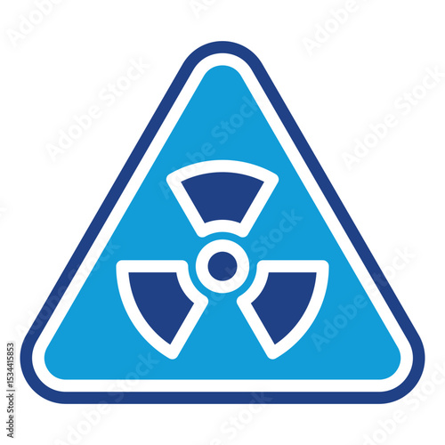 Radiation Hazard Dual Tone Color Fill Silhouette - Triangular warning sign with radiation symbol, representing danger from radioactive materials or zones