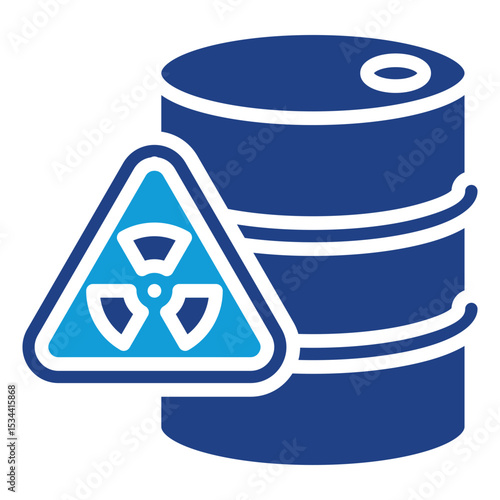 Radioactive Storage Dual Tone Color Fill Silhouette - Barrel with radiation symbol, representing storage of hazardous radioactive materials