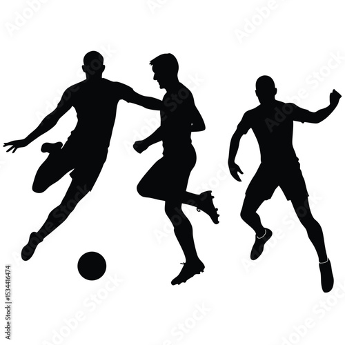 Dynamic Soccer Action Silhouettes of Players in Intense Gameplay