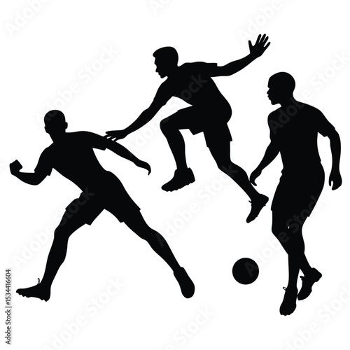 Dynamic Soccer Action Silhouettes of Players in Intense Gameplay