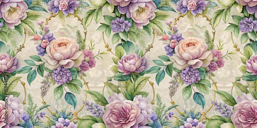 Beautiful floral wallpaper featuring pastel peonies and lavender blooms.