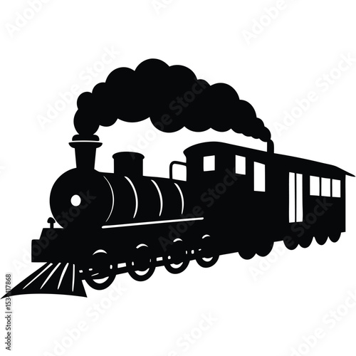 Vintage Steam Train Silhouette A Classic Locomotive Illustration