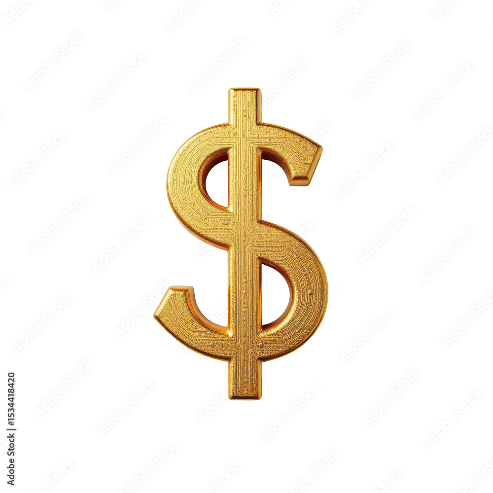 Golden Dollar Sign Symbolizing Wealth and Prosperity in a Clear Background on transparent background Golden Dollar Sign Symbolizing Wealth and Prosperity in a Clear Background on transparent background