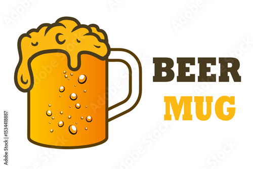 Froth on Beer Mug or beer mug with foam splashing vector illustration. Cheers Toast, Refreshing Lager with Foam, Bar, Pub, Oktoberfest, Celebration Icon