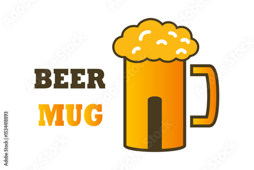 Froth on Beer Mug or beer mug with foam splashing vector illustration. Cheers Toast, Refreshing Lager with Foam, Bar, Pub, Oktoberfest, Celebration Icon
