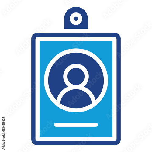 ID Badge Dual Tone Color Fill Silhouette Icon - badge with person symbol represents trainee identification in training sessions or institutions