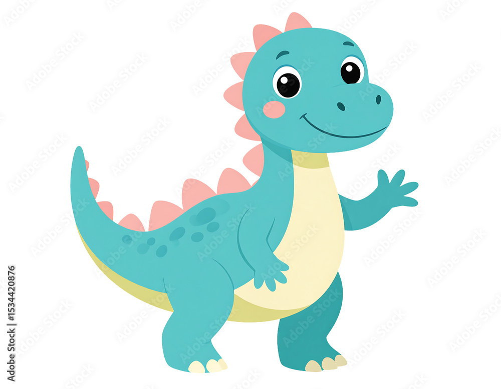 Cute cartoon dinosaur waving hello Cute cartoon dinosaur waving hello