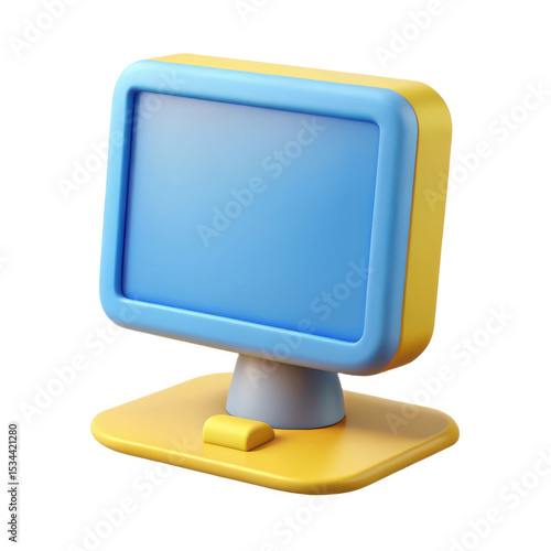 3d cartoon computer monitor isolated on white background