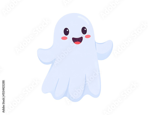 Cute cartoon ghost isolated on white