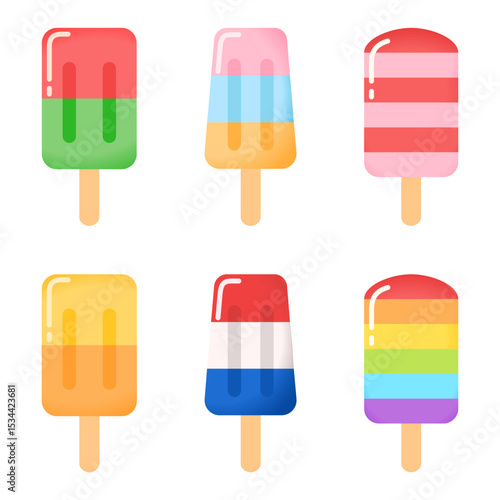 Colorful popsicles set. Vector illustration