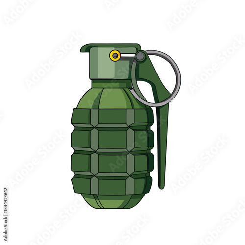 Green hand grenade vector illustration isolated on white background ready for military action